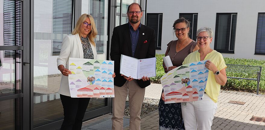 Foto 4 tolle Projekte, im Bild v.l.n.r. Manja Wuttke (Amtsleiterin Wirtschaft), Landrat Martin Stichnoth, Evelyn Brämer (Vorsitzende LIBa e.V.) und Beate Schwarz (Amt für Wirtschaft, Tourismus und Kultur).