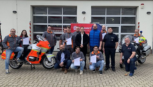 Foto Landkreis Börde / die Sanitätsprüfung erfolgreich bestanden, der Aufbau der Motorradstaffel soll noch 2023 abgeschlossen werden